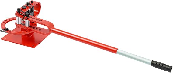 Undercat Pipe Tube Bender, w/ 7 Bending Dies (1", 1-1/4", 1-1/2", 1-3/4", 2", 2-1/2", 3"), 0-200 Bending Angle, Manual Bending Tool for Diameter up to 5/8" Round Pipe, Square Bar, Strip Steel (Red)