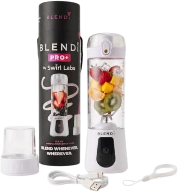 BLENDi Pro+ Portable Blender (17.5oz, White) Powerful Ice Crushing 120W Motor, USB-C Rechargeable, Cordless Personal Blender Smoothies & Shakes BPA-Free, Travel-Friendly