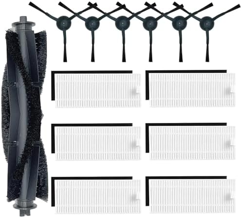 Replacement Parts for ionvac SmartClean V2 Robot Vacuum Cleaner Spare Parts Accessories, 1 Main Roller Brush, 6 Side Brush, 6 Hepa Filter