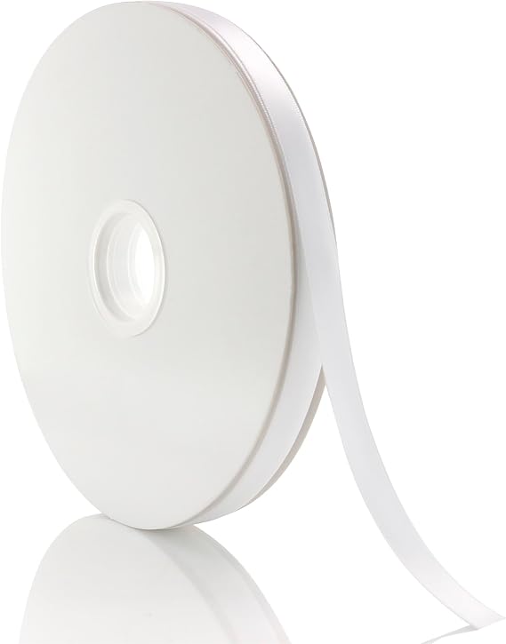 Double Faced White Satin Ribbon: 3/8 Inch 100 Yards Roll