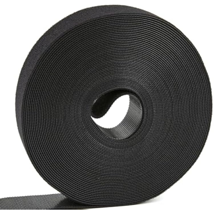 Tangyinrd Double-Sided Hook and Loop Straps, Black Hook and Loop Roll Double-Sided Strips, Self-Gripping Straps for Home, Office, Data Center, Organizing DIY and More 1in x 24.6ft