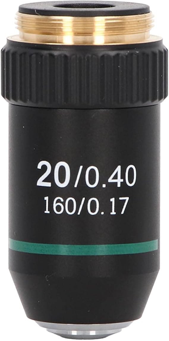 20X Microscope Objective Lens, Brass Chrome Plated Achromatic Objective, Spring Device, 0.40 Numerical Aperture, Bright Image, Automatic Rebound Spring, for Most Professional