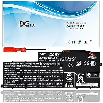 New AC13C34 Laptop Battery for Acer Aspire V5-122P V5-132P E3-111 E3-112V E3-111-C0M6 E3-111-C0UM E3-111-C5AL ES1-111M MS237 3icp56080 Kt.00303.005 11.4V 30Wh2640Mah