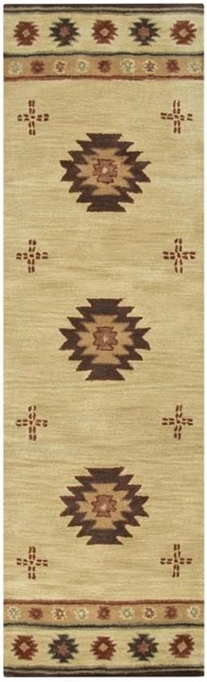 Rizzy Home Alora Decor Ryder 2'6" x 8' Tribal Khaki/Brown/Burgundy/Sage Hand-Tufted Rug