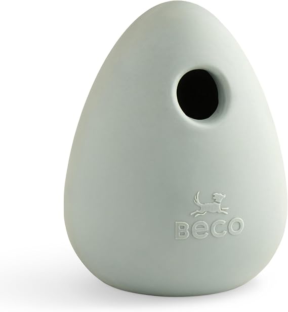 Beco Natural Rubber Bouncy, Chewy & Fillable Boredom Buster Dog Toy, Rolls & Wobbles Stuff with Multiple Fillable Holes, Green