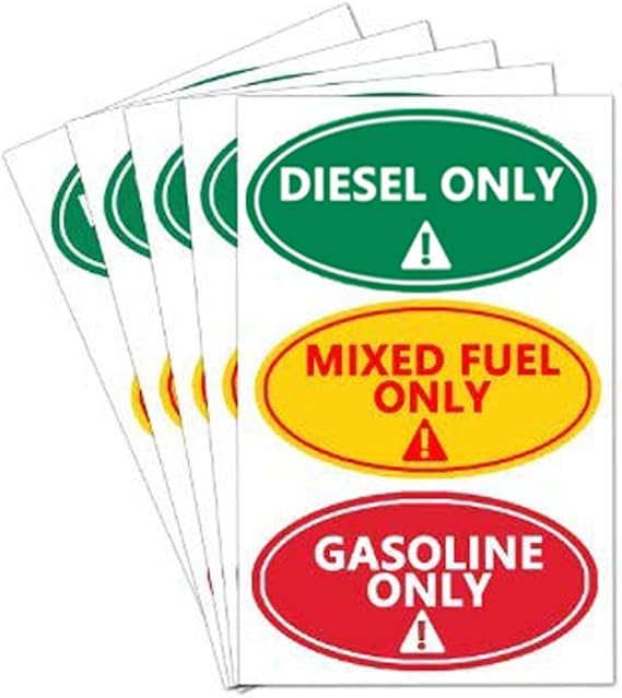 Diesel Only Gasoline Only Stickers, 4x2 in Waterproof Oval Decals, 36 Pcs