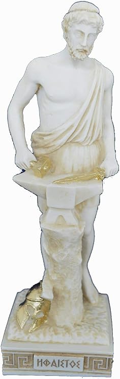 Estia Creations Hephaestus Sculpture Aged Statue Ancient Greek Blacksmith God Hephaistus