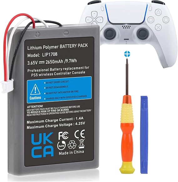 PS5 Controller Battery, 2650mAh LIP1708 Replacement Battery for Sony PlayStation 5 PS5 DualSense CFI-ZCT1W Wireless Controller