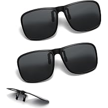 2 Pack Clip On Sunglasses Over Prescription Glasses, Polarised Clip On Sunglasses Over Glasses, Polarized Flip up Driving Glasses For Men Women, for Driving Travel Outdoor Sport