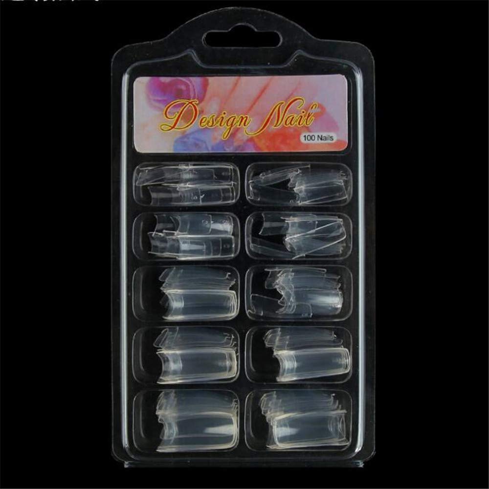 100pcs Fake Nail Tips French Nail Acrylic False Nails 10 Sizes- for Nail Salons and DIY Nail Art clear 100