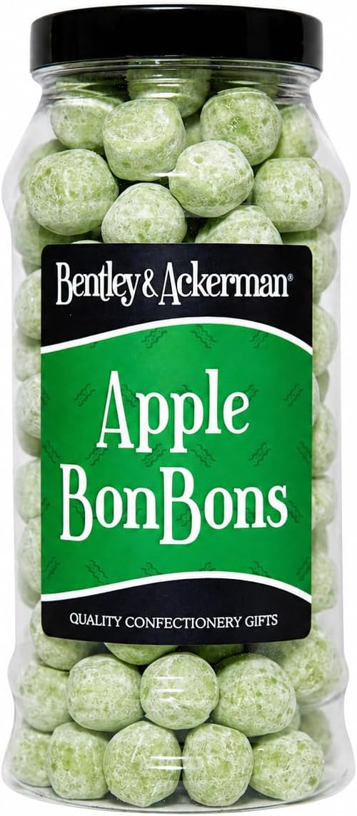 Apple Bonbons (605g) Original Apple-Flavoured Bonbons in a Gift Jar By Bentley & Ackerman's Sweet Shop. Vegetarian