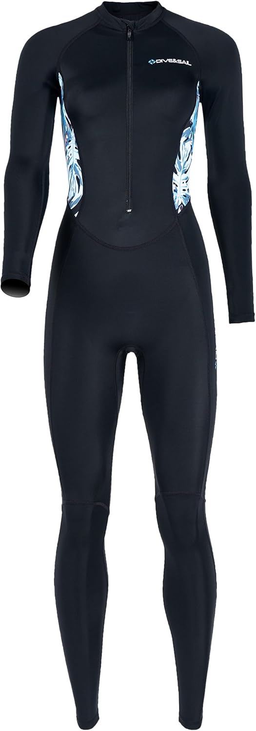 SEAUR Women One Piece Long Sleeve Rash Guard Swimsuit Full Body Shorty Wetsuit Quick Dry Surfing Diving Suit Zip Bathing Suit