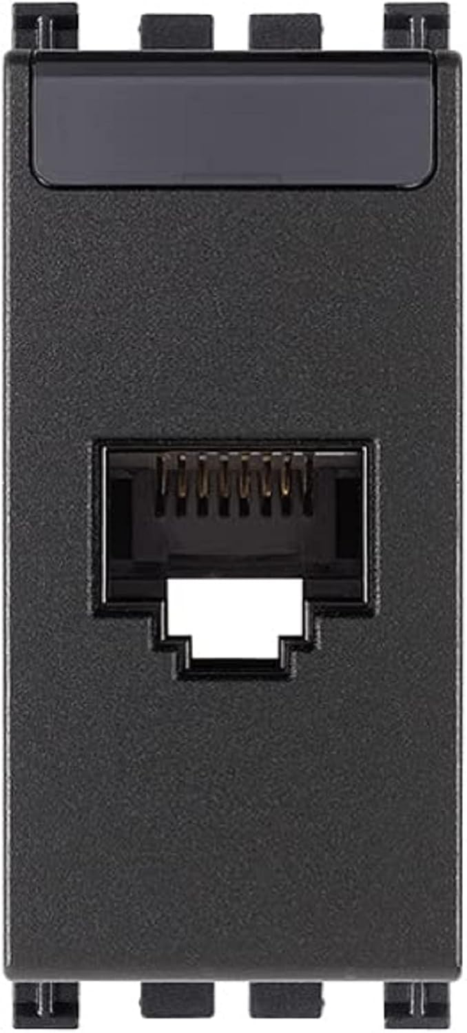 Vimar Arké Series 19339.13 Socket RJ45 with Netsafe Socket Category 6 Unshielded Universal Wiring T568AB 8 Contacts Insulation Terminals without Mounting Tools Grey