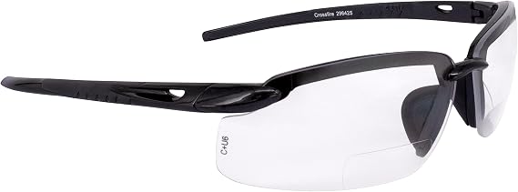ES5 Reader Crossfire Safety Glasses Clear Diopter 2.5 Shiny Pearl Gray Frame