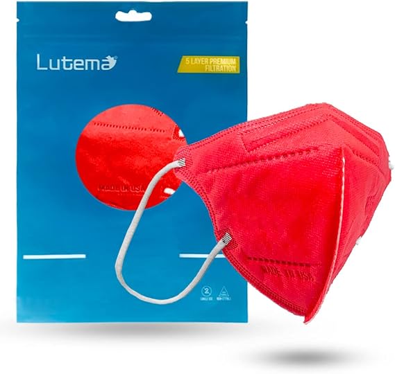 FDA Premium Filtration 5-Layer Face Mask 5-Ply Disposable Kids Design Made in the USA (50, Ruby Red)