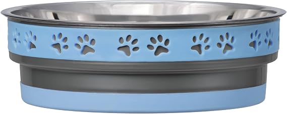 Loving Pets Corsa Dog Bowls- Stainless Steel Dog & Cat Bowls - Spill Proof Dog Food Bowl, Cat Bowl, Puppy Essentials & Pet Supplies Great for Home & Travel (Small 10-20 lbs, Rapid Blue)