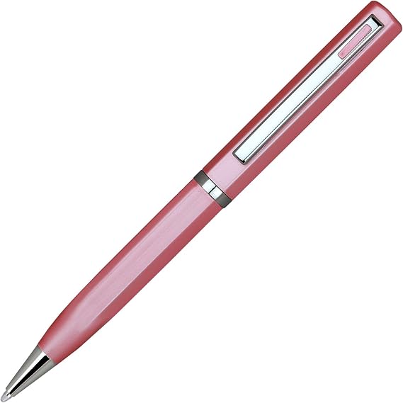 Lanier Pink Ballpoint Pen - Pink Accents and Shiny Chrome Ring & Parts with Medium Tip 0.7mm Cross Style Refill