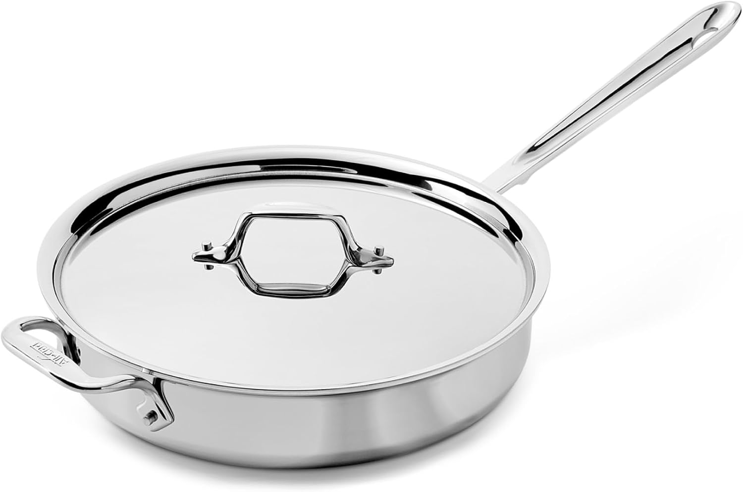 All-Clad 4403 Stainless Steel Tri-Ply Bonded Dishwasher Safe 3-Quart Saute Pan with Lid, Silver by All-Clad