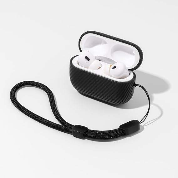 for AirPods Pro 3 Case Leather | Slim Hard Cover Compatible with Airpods Pro 3rd Generation | Genuine Leather | Full Drop Protection Cover with Lanyard | Air Pods Pro 3 Case - Black