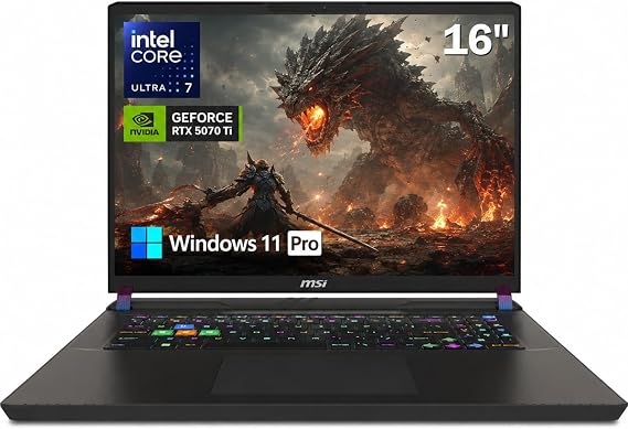 MSI Vector 16 Gaming Laptop NVIDIA RTX 5070Ti 32GB RAM 1TB Intel Ultra 7