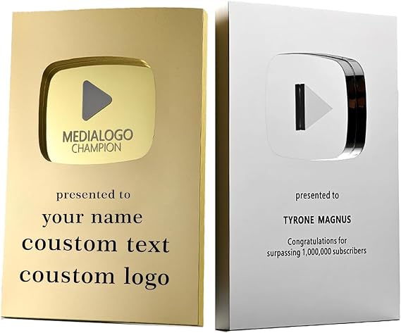 Custom Play Button Style Plaque Personalized Aluminum Alloy Milestone Creator Award Gift for Content Creators-Five colors