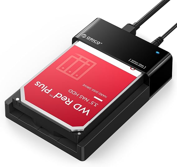 ORICO Hard Drive Lay-Flat Docking Station [Support UASP] | External Hard Drive Docking Station USB 3.0 to SATA for 2.5 or 3.5in HDD, SSD Up to 24TB