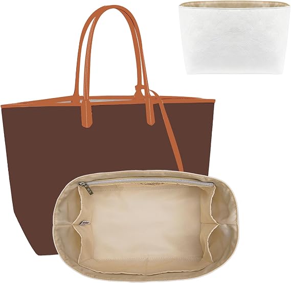 Purse Insert Organizer, White-Beige