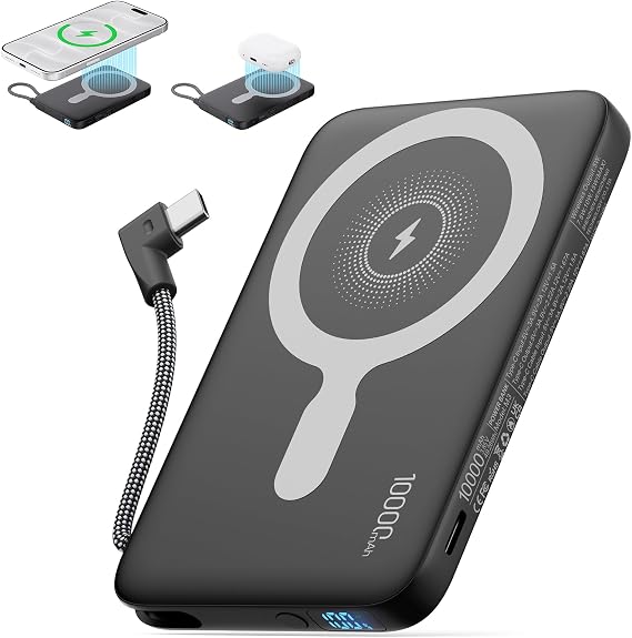 2026 Updated M3 Ultra Slim 0.4'' Wireless Power Bank with Built in Cable