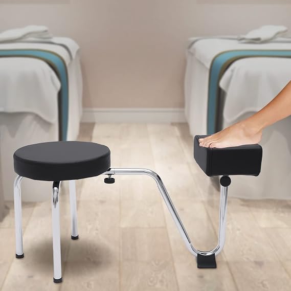 Pedicure Foot Rest Stool Chair, Adjustable Leg Rest PVC Pad Pedicure Foot Rest Stand for Nail Tech Spa Beauty Salon Studio Equipment Supplies (Black)