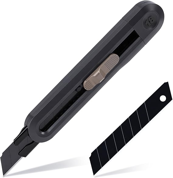 NUSIGN 18mm Retractable Utility Knife, Dark Gray