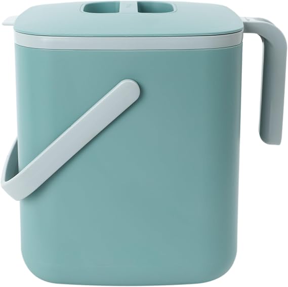 Blue Ginkgo Kitchen Compost Bin, 1.32 gal/5L Countertop Compost Bin, Green