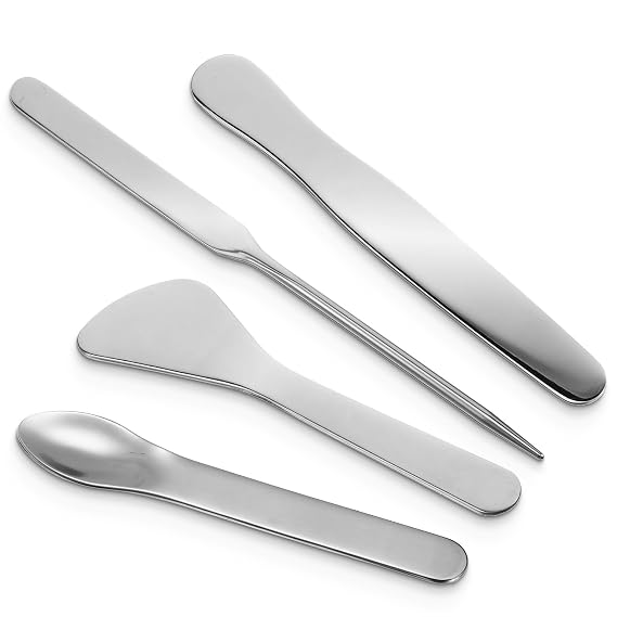 4PCS Stainless Steel Makeup Spatula Mini Metal Cosmetic Spatula Korean Skincare Spatulas Multi-functional Spatulas Tiny Facial Accessories for Personal Care Makeup Cosmetics Tools