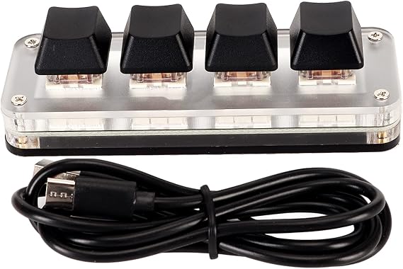 One Handed Macro Keyboard, Programmable Keypad, Macro Pad Programmable for Seamless and Efficient One Handed (4 Keys)