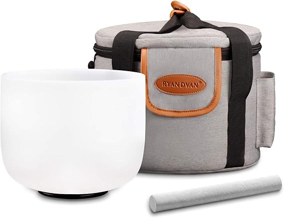 Ryan Dvan 12 Inch C Note Frosted Root Chakra Crystal Singing Bowl with Free Padded Carrying Case and Suede Striker & O-Ring