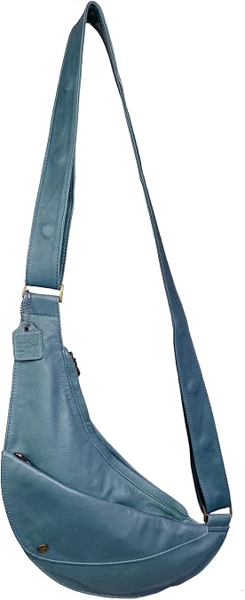 SASH Crossbody Bag - Half Bag with Flap (Right) in Leather - Travel Sling Bag with FRID-Protected Wallet