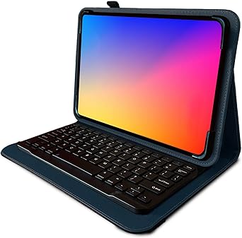 Navitech Blue Rotational Bluetooth Keyboard Case Compatible with HotLight Android 14 10 Inch Tablet