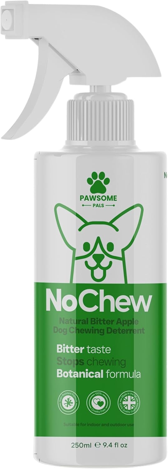 No Chew Natural Anti Chew Spray for Dogs | Natural Bitter Apple Dog Spray | Stop Destructive Chewing with dog deterrent spray | Training & Behaviour Aid for dogs | Dog and Puppy Training Spray | 250ml