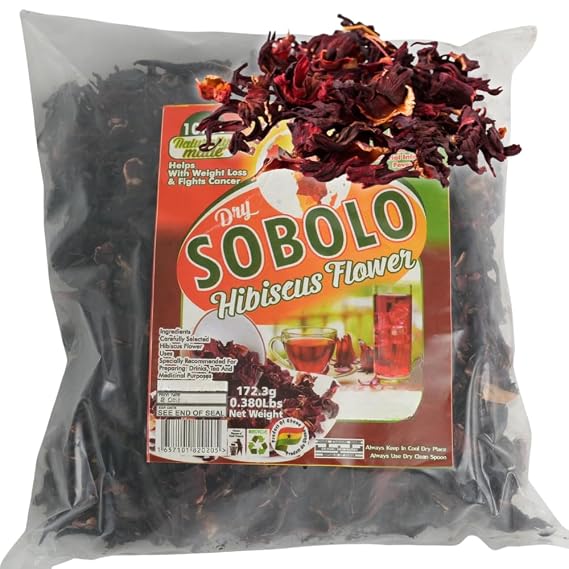 African Delights Hibiscus Flowers for Tea, Sobolo Zobo, 6.08 oz | dried hibiscus flowers for sobolo, bissap, sorrel, zobo, flor de jamaica, teas, and drinks