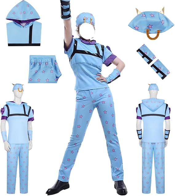 Johnny Joestar Costume Blue Shirt Pants Full Set Men Party Outfit
