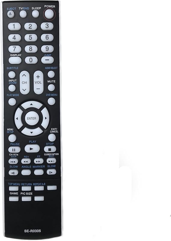 Replacement Remote Control for Toshiba SE-R0305 TV/DVD Combo 19LV61K 22LV506 22LV610 26LV61 26LV61K 26LV610U 32CV100 32CV100U