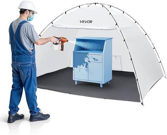 VEVOR Portable Paint Booth Tent, 115.35 x 90.55 x 74 inch Painting Tent Station, Spray Shelter with Built-in Floor & Mesh Screen, Large Space, Oxford Spray Painting Tents for Cupboard, Chairs, Tables