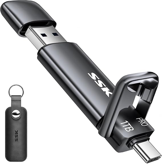 SSK 1TB USB SSD Flash Thumb Drive up to 1000MB/s Dual USB C+A 3.2 Stick