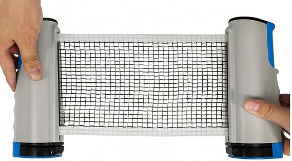 Portable Retractable Table Tennis Nets Adjustable Ping Pong Net Post Set Replacement Fit for Any Table Anywhere, Indoor & Outdoor Accessories (Grey+Blue)