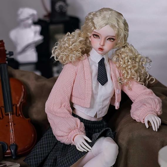60.5cm BJD Doll 1/3 American College Style SD Doll 23.8in Flexible Ball Jointed Doll with Full Set Accessories and Makeup Face, Surprise Gift