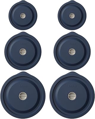 Replacement Lids for Pyrex 7200-PC 2 Cup and 7201-PC 4 Cup and 7402-PC 67 Cup, Silicone Round Storage Cover Lid for Anchor Hocking Glass Bowl 6 Pack Dark Blue