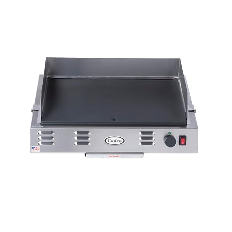 Cadco CG-10 Countertop Space Saver Griddle, Stainless Steel, 120v, 21" x 12" Cooking Area, For Commercial Use