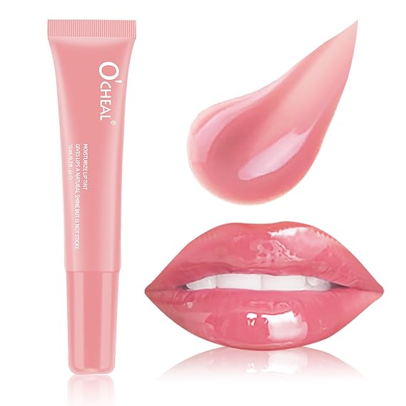 O'CHEAL Hydrating Lip Oil for Women, Tinted Lip Gloss with Plumping (Pink) | Plumping, Non Sticky, Long-Lasting, Anti-Wrinkle, Moisturizing Lip Care Oil for Smooth Glossy Fuller-Looking Lips