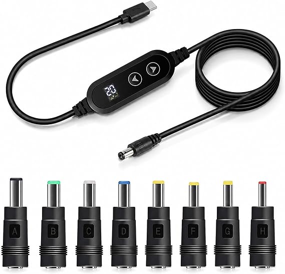 USB-C to DC Adapter 60W PD 5V-20V Multi-Voltage Laptop Charger Cable
