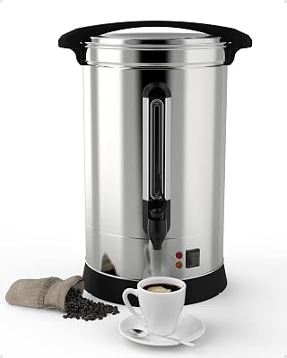120 Cup Commercial Coffee Urn - 18l Large Capacity Stainless Steel Coffee Maker, Fast BrewRapid Extraction with Automatic Temperature Control & Faucet, Food-Grade 304 Hot CoffeeHot Water Dispenser