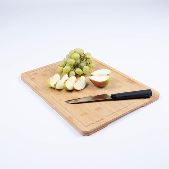 BOXIO - CuttingBoard: Premium Bamboo Wood Cutting Board for Camping & Kitchen - 15.75" x 11.81" - Ideal chopping board with Juice Groove, Easy Storage & Utensil Essentials for Home or Apartment